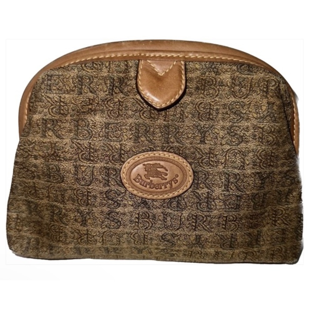 Burberrys Super Vintage SUPER Rare Logogram Clutch Purse Brown/Tan